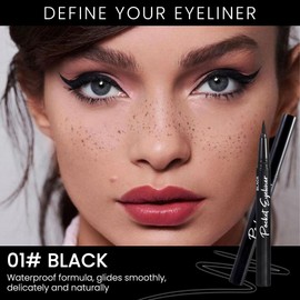 AMY'S DIARY 2 Pcs Waterproof Black Liquid Eyeliner Pen Professional Makeup Liquid Eye Liner Pencil Long Lasting and Smudge Proof Eye Makeup for Women (black+black)