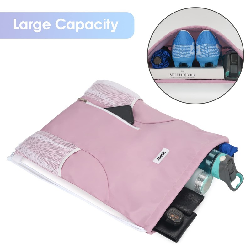 Drawstring Backpack Sports Gym Sackpack with Mesh Pockets Water Resistant