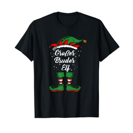 Big Brother Elf Elf Family Costume Christmas Boys T-Shirt, black