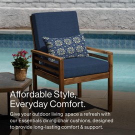 Honeycomb Essentials Outdoor Dining Chair Cushion, 20" x 41", Hampton Texture Navy Patio Cushion