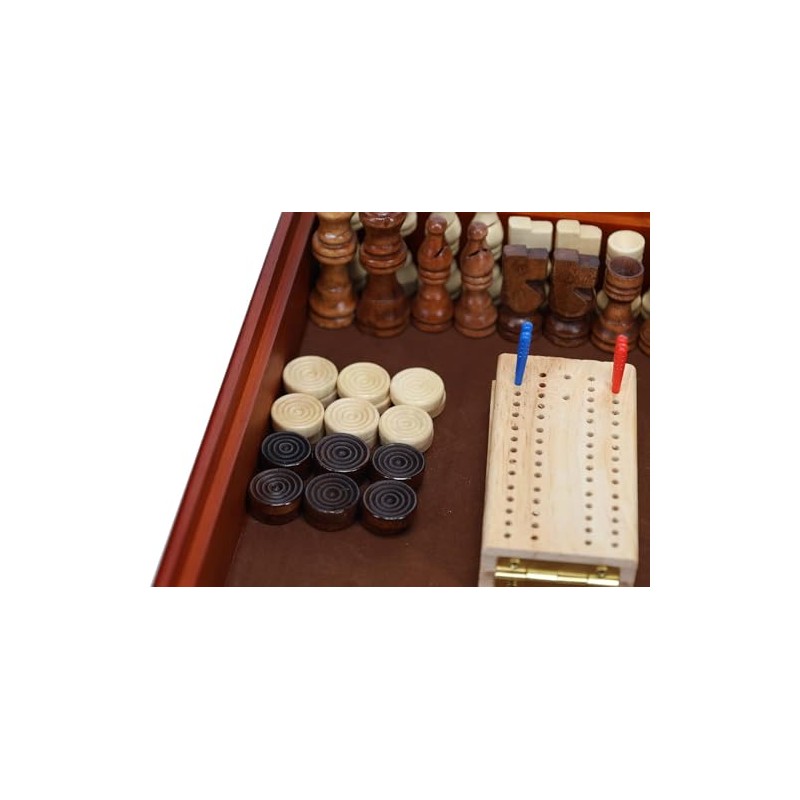 WE Games Juego combinado de madera 7 en 1 ajedrez,