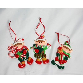 Christmas Tree Hanging Decorations Elf Holding Gifts Candy Christmas Xmas Tree Wall Home Décor Ornaments 3pcs Set