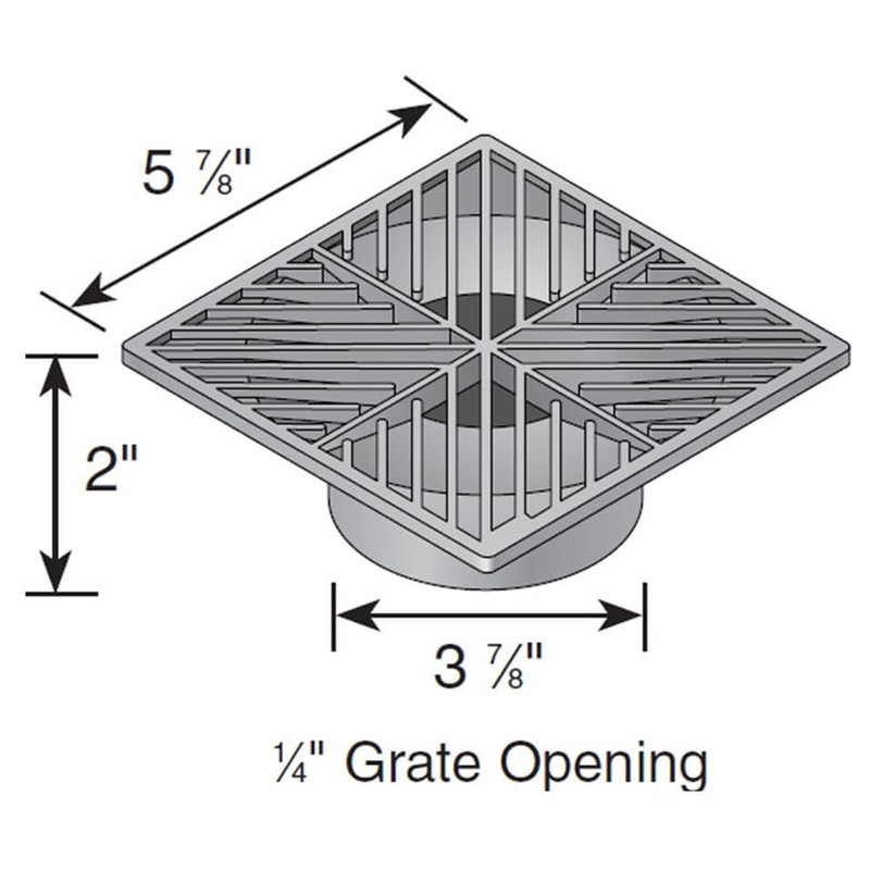 NDS 5, 6-Inch Square Grate, Connects to 3-Inch and 4-Inch