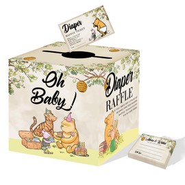 Kihraw 51 Pcs Diaper Raffle Box with Tickets for Baby Shower Decorations Party Decorations Games Baby Shower Holder Box for Girl Boy Diaper Raffle Party