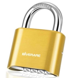 4-Digit Combination Lock, Heavy Duty Padlock Metal, Outdoor Alloy Locks with Hardened Steel Shackle, High Security Weatherproof Large Padlocks for Gym, School, Locker, Fence, Gate, Hasp, Case-Golden