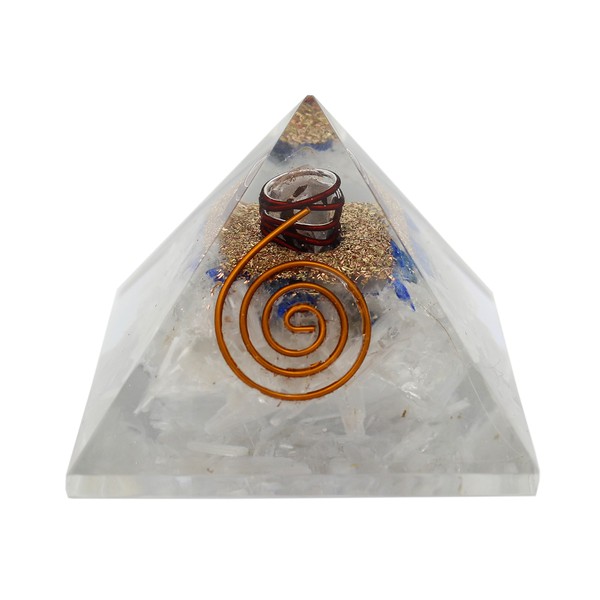 Charged Chakra New Orgone Lapis Lazuli & Selenite Pyramid Crystals Gemstones Copper Metal Mix Reiki Chakra