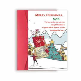 Funny Christmas Card for Son, Lovely Son Christmas Card from Dad Mom, Christmas Card Son, Happy Xmas Greeting Card for Son, Unique Christmas Gifts for Adult Son