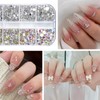 Azushwer 4 Boxes Nail Art Rhinestones, Nail Charms, Pearl Crystals