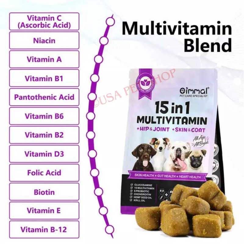 oimmal 15 in 1 Dog Multivitamins and Supplements, Dog Hip