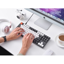 Keychron C1 87 Keys Wired Mechanical Keyboard for Mac Windows, 80% Layout Tenkeyless Gateron G Pro Red Switch White LED Backlit Double-Shot ABS Keycaps, USB-C Gaming Keyboard for Gamer/Typists/Office