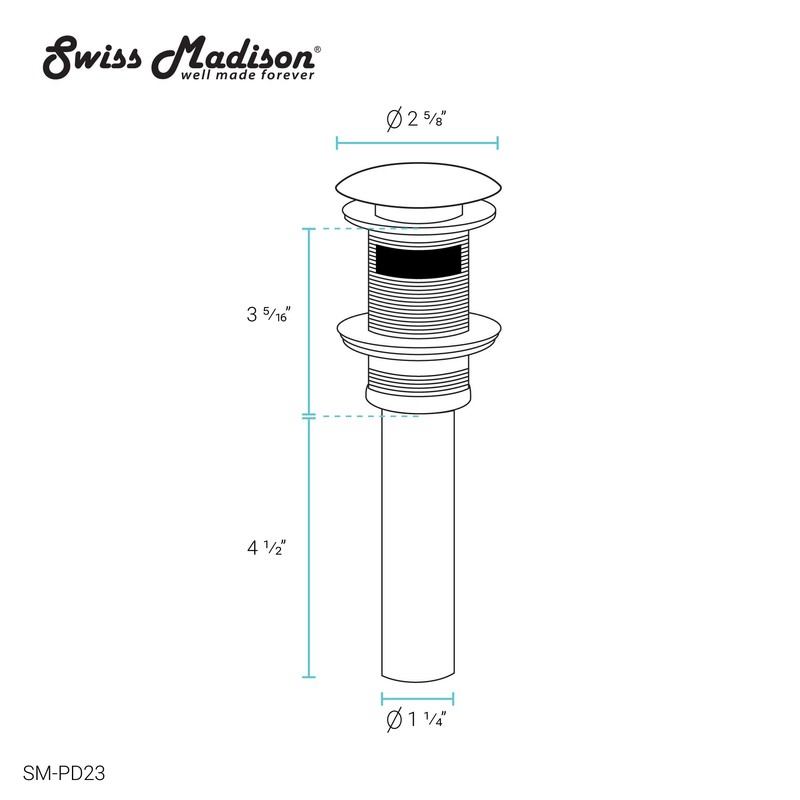Swiss Madison Residential Pop Up Sink Drain 1.75