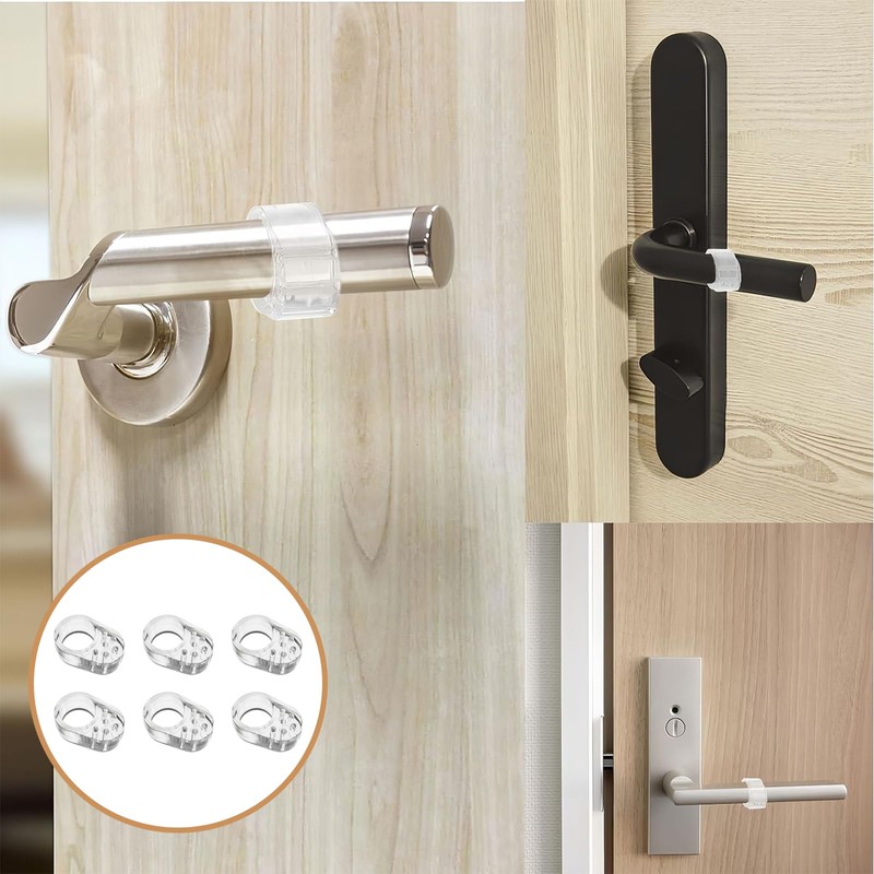 Nzexlyva 6PCS Door Handle Protectors, Flexible Transparent Wall Protection Door