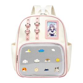 Lifelix Ita Bag Backpack for Girls with Pin Display Insert - Y2K Anime Cosplay Backpack for School (Pink)