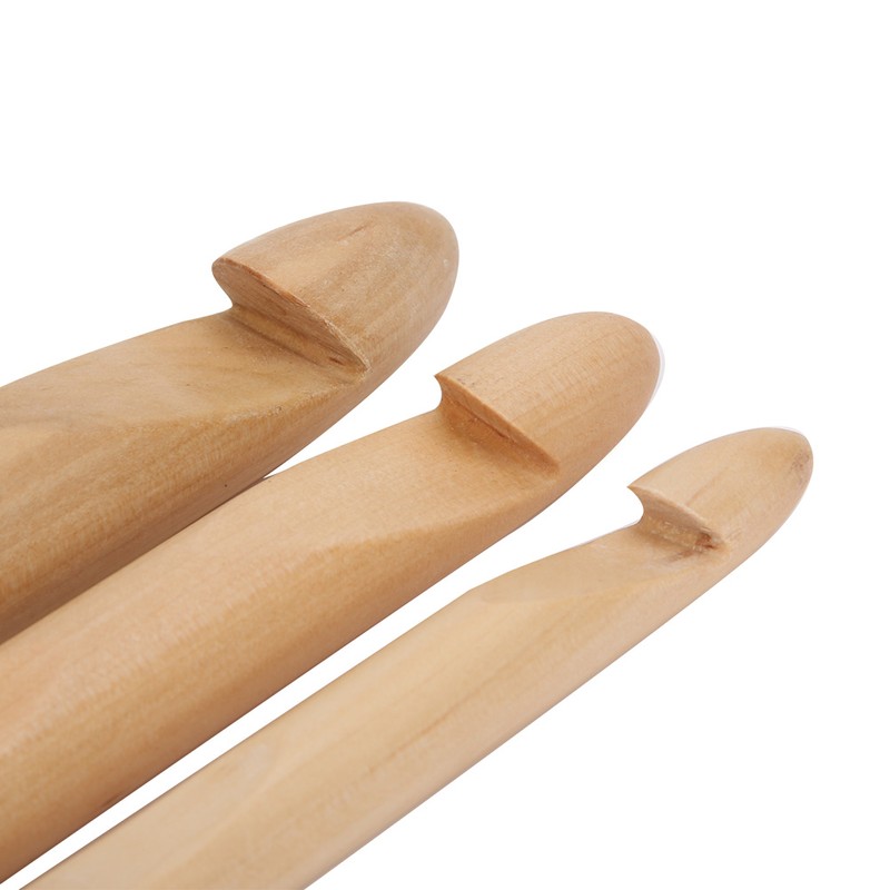 3pcs Large Thick Crochet Hook Wooden Knitting Needle Weaving Tool