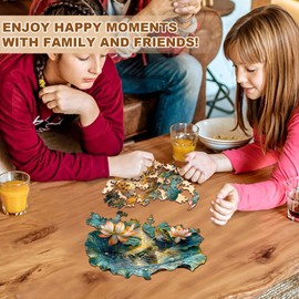 Jigfoxy Wooden Puzzle Adult, Chameleon Wooden Puzzle Adult, Unique Wooden Animal Puzzle, Family and Friends L-34 x 31.8 cm, 255 Pieces