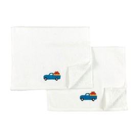 Harvest Farmhouse Fall Hand Bathroom Guest Embroidered Towels, 2 Pc Set: Vintage Truck Carrying Pumpkins Design Bath Plush Ivory Towels, 2 Piece Set, 100% Cotton, 16" x 25" Inches, Oeko-TEX Certified