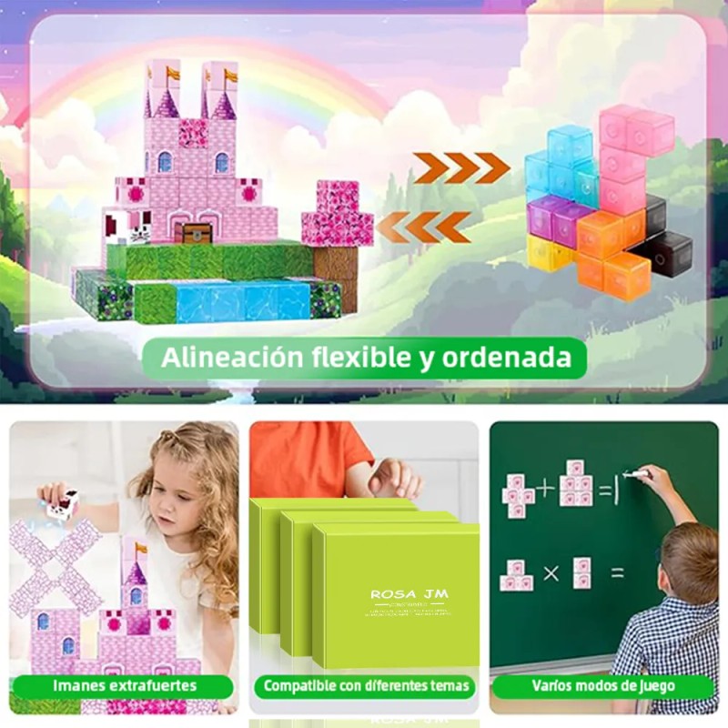 Bloques Magnéticos Juguete Castillo Rosa 100 Piezas