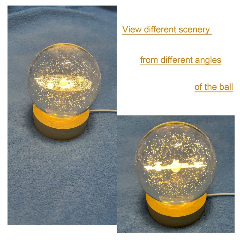 3.15" (80mm) Solar System Crystal Ball 3D Sun System Planets