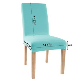 Obstal Stretch Spandex Dining Room Chair Covers – Set of 4 Universal Removable Washable Chair Seat Slipcovers Protector for Kitchen, Ceremony, Wedding, Banquet, Hotel and Party (Teal)