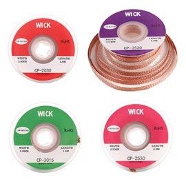 Desoldering Wick, 4 PCS Solder Wick Copper Solder Removal Braid 2mm 2.5mm 3mm 3.5mm Low Residue No-Clean Electronic Desoldering Wire