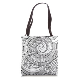 Black & White Color Your Own Abstract Artwork Adult Coloring Tote Bag