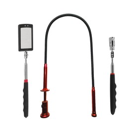 Telescopic Inspection Mirror with LED Light 20lb Telescopic Magnetic Pickup Tool Magnets Extendable Mechanic Tool for Automotive and Shower Use,Mirror on a Stick