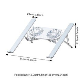Foldable Laptop Cooling Pads, Laptop Stand, Laptop Stand with Ultra Quiet Fan & USB Ports, Portable Height-Adjustable Ventilated Notebook Stand, for Most 10-15.6 Inch Laptops and Tablets