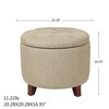 Adeco Fabric Cushion Button Tufted Lift Top Storage Footstool, Height