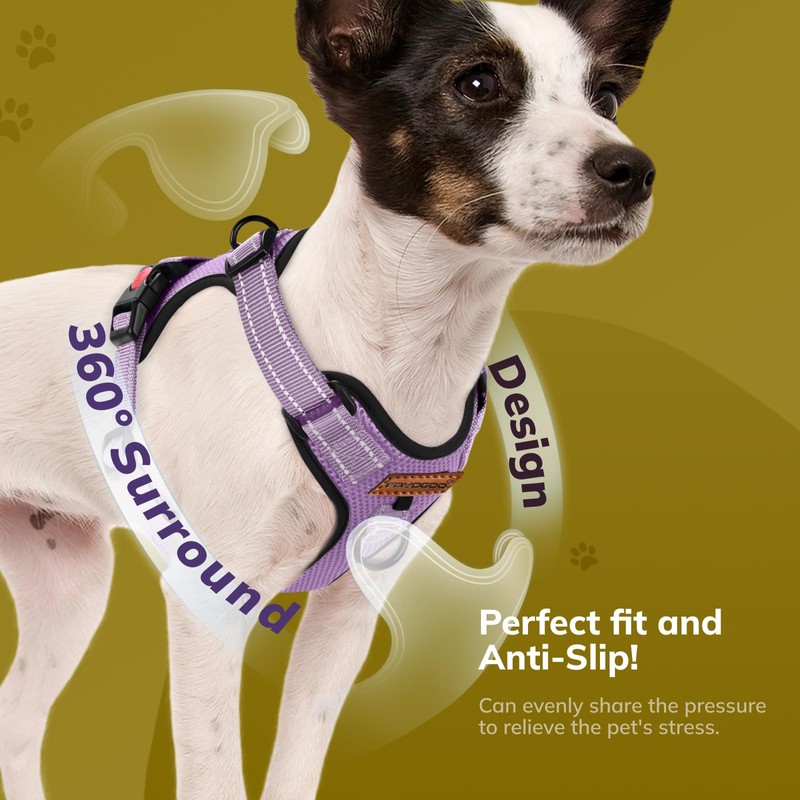 FAYOGOO Dog Harness, No Choke Front Clip Dog Reflective Harness,
