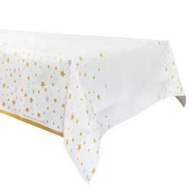 Silver and Gold Star Table cover For Christmas Xmas Tablecloth for New Years Eve, Birthday Party, Anniversary | Recyclable & Disposable Paper Tablecover - 180 x 120cm