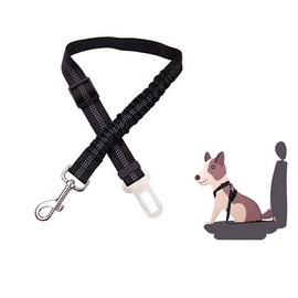 Dog Car Seat Belt, Adjustable Pet Car Safety Nylon Rope (Black)