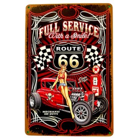 DiiliHiiri Car Mechanics Poster – 30 x 20 cm Badge for Rough Guys | Retro Poster Decoration Classic Cave Man | Route 66 Route 66 Automobiles (2635-316)