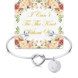 Arletty Initial Maid of Honor Gifts Bracelet Bridesmaid Jewelry Bridesmaid Gifts for Wedding Day Maid of Honor Proposal (J)