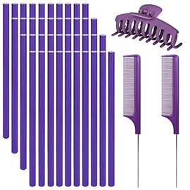 Papilotten Curling Irons Foam Curlers Flexible Soft Curlers (24 x 1.2 cm), Papilotten Overnight Curlers for Girls Women Purple Pack of 40