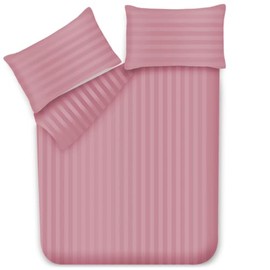 Lazzaro Satin Stripe Double Duvet Set - Premium Hotel Quality Quilt Cover Double Bedding Set 3 Pcs - Hypoallergenic Ultra Soft Double Duvet Cover With Zipper Closure