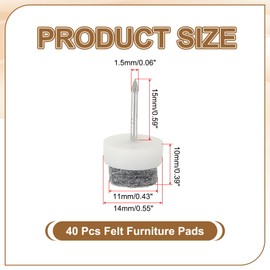 PATIKIL 14 mm Nail-on Felt Pads, 40 Pcs Round Felt Furniture Sliders Pads Heavy Duty Floor Protectors for Wooden Chair Sofa Cabinet Table Leg Feet Hardwood Floors, White