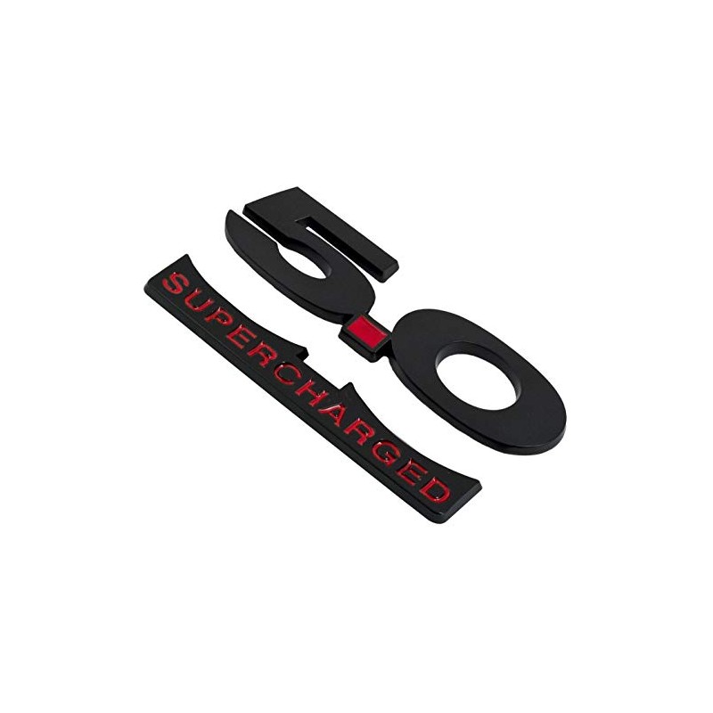 2011-2014 Mustang GT 5.0 Supercharged Black and Red Fender Emblems