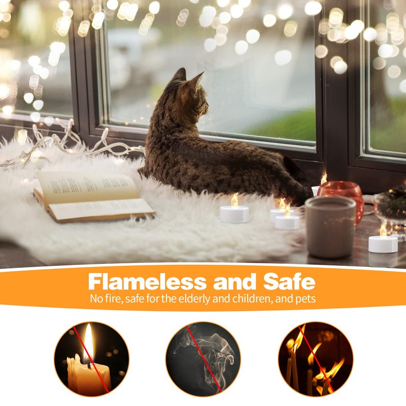 KOABY 12/24/50 Pack LED Tea Lights with 6H Timer, Auto