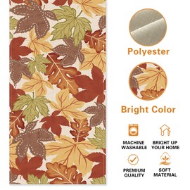 Croar Fall Maple Leaves Table Runner, Autumn Harvest Thanksgiving Rustic Kitchen Dining Table Decoration, Seasonal Burlap Indoor Outdoor Home Decor Party Supply 13 x 72 Inch