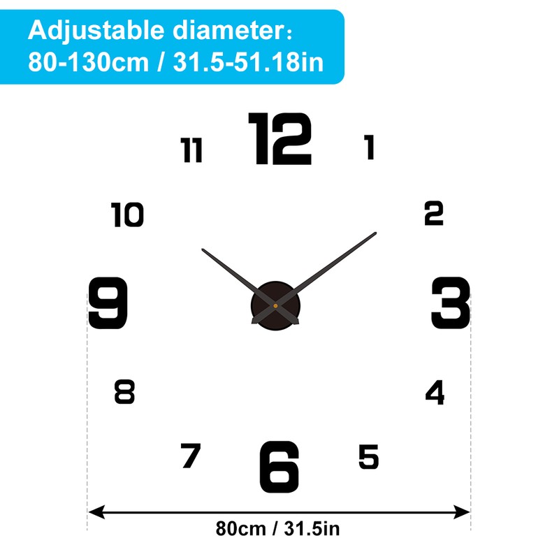 3D DIY Luminous Dial Drill-free Acrylic Frameless Silent Wall Clock