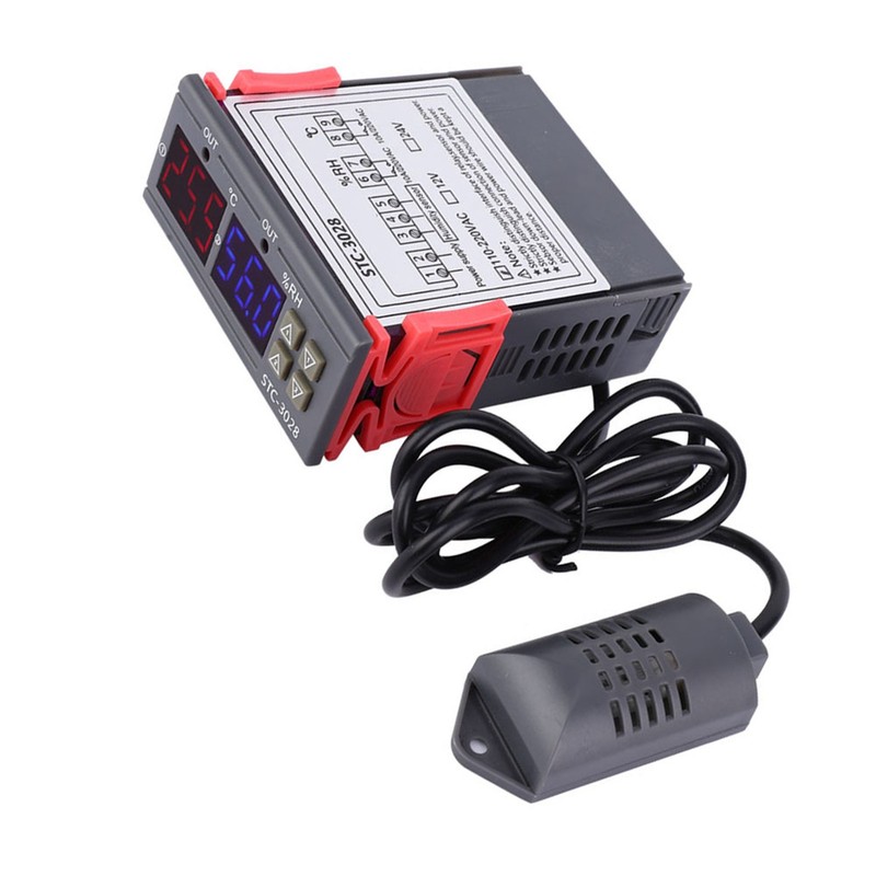Digital Display Temperature and Humidity Controller Meter with Integrated Sensor