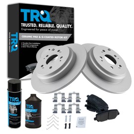 TRQ Rear Brake Pad & Rotor Kit Brake Chemical Kit Brake Pads Brake Rotor Ceramic Solid Premium G-Coated Compatible with 2007-2013 Acura MDX 2010-2013 ZDX 2011-2017 Honda Odyssey 2009-2015 Pilot