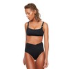 TRENDYOL Women's V Cut High Waist Bikini Bottoms, black
