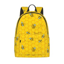 FeHuew 16 inch backpack Cute Cartoon Bee Honeycomb Laptop Backpack Full Print School Bookbag Shoulder Bag for Travel Daypack