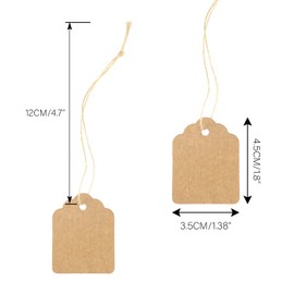Pack of 1000 Price Tags, Hanging Labels, Marking Labels with Jute Cord, 35 mm x 45 mm, for Jewellery, Clothing, Display (Brown)