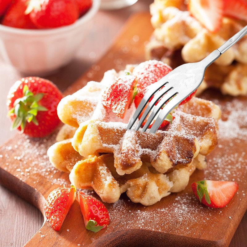 Lystaii 2Pcs Stainless Steel Telescopic Fork Extendable Fork Dinner Fork