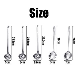 4 Pieces Stainless Steel Spoons, 1 Piece Slotted Spoon, Spoon with Hook Handle, Ounce Spoon, Long Handled Spoon, Cooking Stirring Spoon, Sauce Spoon, Kitchen Utensils