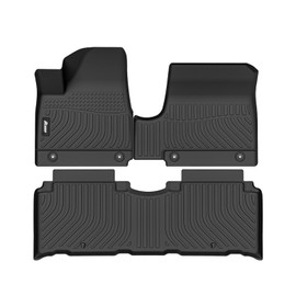 IKON MOTORSPORTS 3D TPE Floor Mats, Compatible with 2022-2024 Hyundai Ioniq 5, All Weather Waterproof Anti-Slip Floor Liners, Front & 2nd Row Full Set Car Interior Accessories, Black