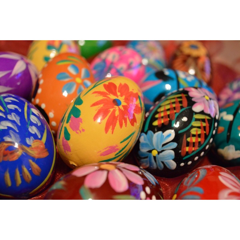 Wooden World Wooden Easter Eggs Set, Hand-Painted, Decoration, 60 x