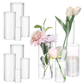 Fixwal Fixwal 12pcs Clear Glass Cylinder Vases, 4, 6, 8, 10 Inch Tall Cylinder Vases for Centerpieces, Glass Flower Vase Floating Candle Holder Vase for Table Shelf, Party, Wedding, Home Decor